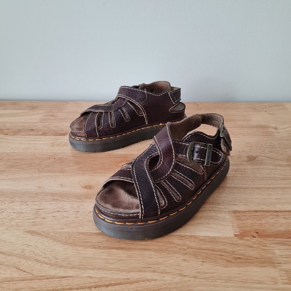 Vintage Dr. Martens MIE Cut Out Double Buckle Chunky Sandals Women 8 Fisherman